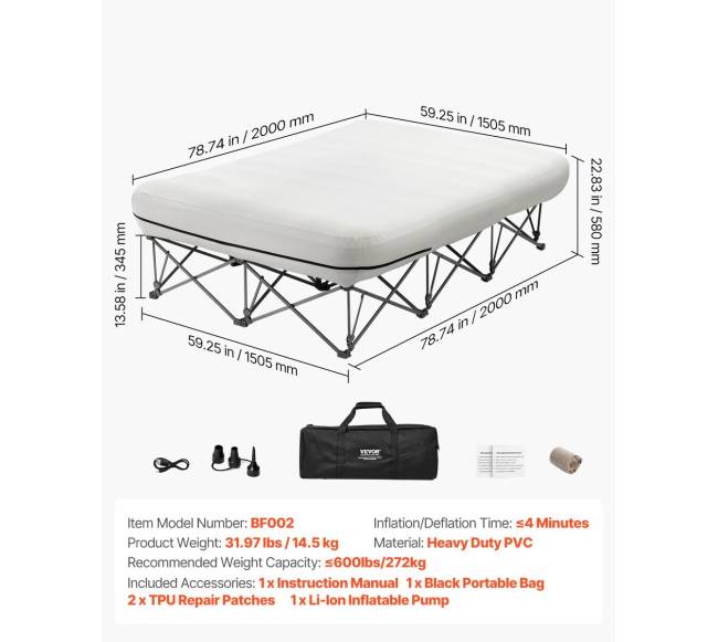 Pripučiamas čiužinys su rėmu ir pompa dviem6