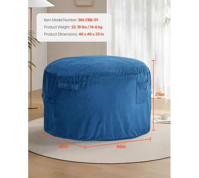 Apvalus sėdmaišis su nuimamu ir plaunamu užvalkalu suaugusiems mėlynas1