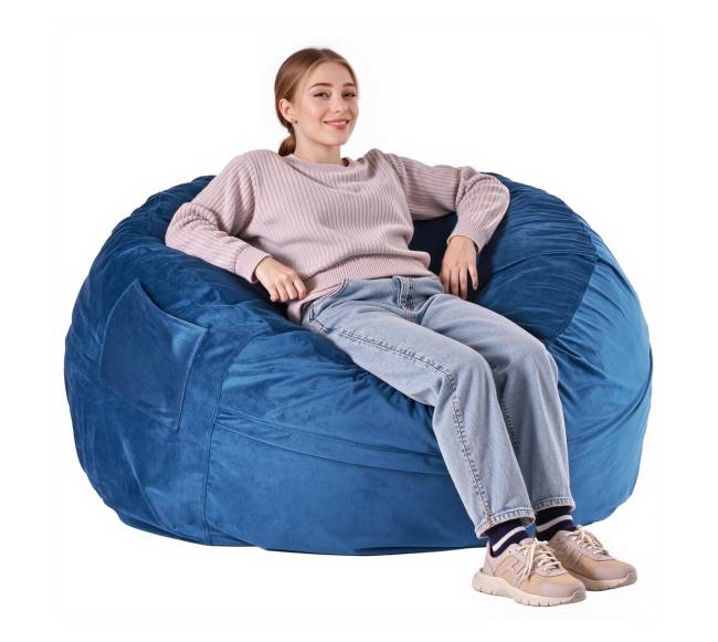 Apvalus sėdmaišis su nuimamu ir plaunamu užvalkalu suaugusiems mėlynas8