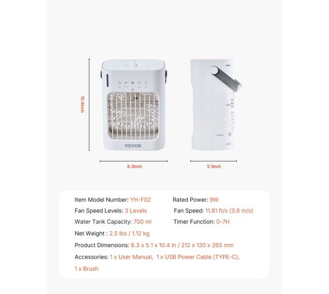 Nešiojamas oro kondicionierius 4-in-1 garuojantis oro aušintuvas6