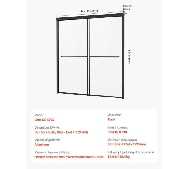 Voniai be rėmo dušo durys 152-152 cm6