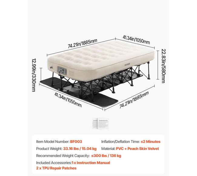 Pripučiamas čiužinys su rėmu ir pompa6