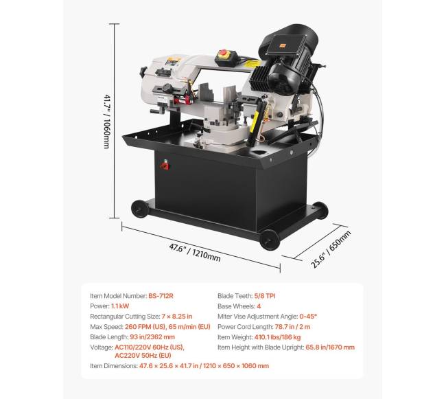 Metalo juostinis pjūklas 1,1 kW5
