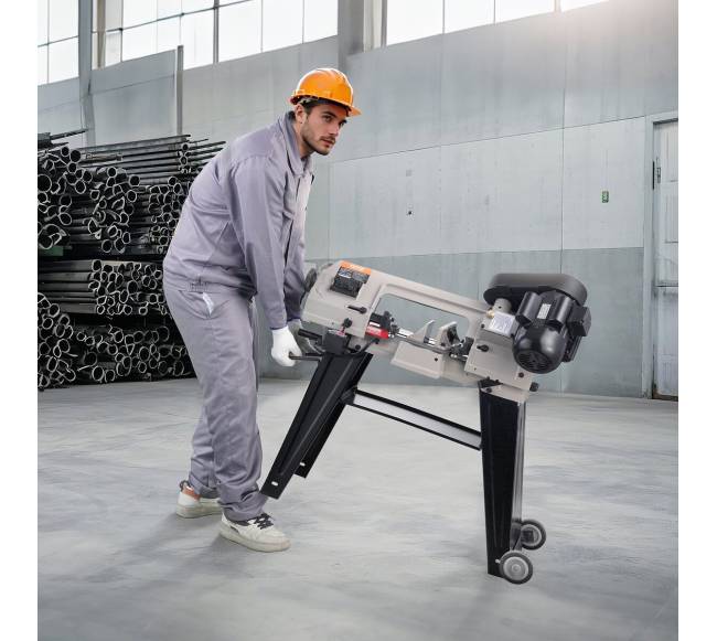 Metalo juostinis pjūklas su stovu, 550W variklis7