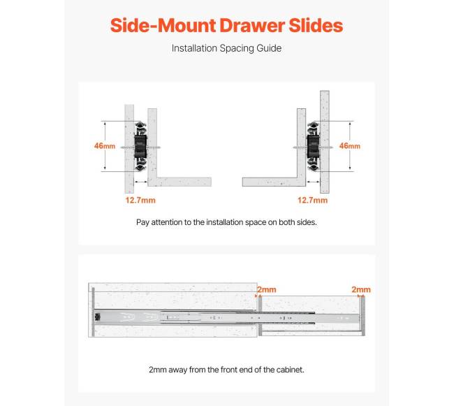 Stalčių bėgeliai, šoninis montavimas, 10 porų2
