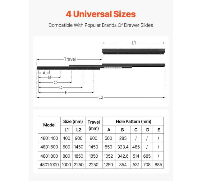 Paslėpti stalčių bėgeliai 16 colių laiptų spintai1