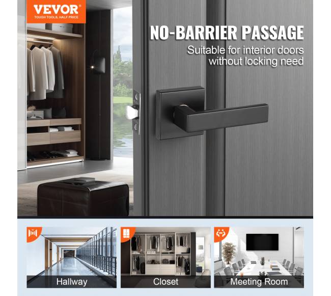 Pereinamų durų rankenų 5 vnt. juodos spalvos1