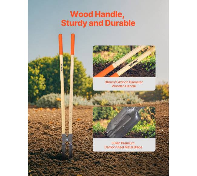 Žemės grąžtas su medine rankena ir skalės žymėmis1