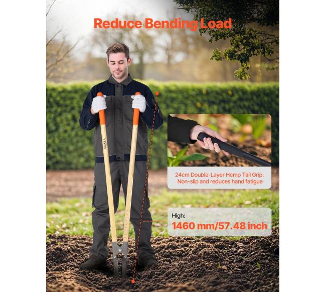 Žemės grąžtas su medine rankena ir skalės žymėmis3