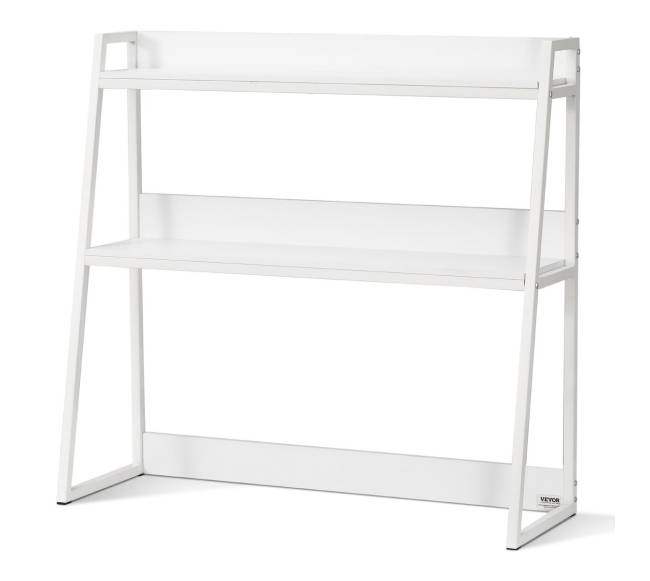 Balta dviejų lygių stalviršio lentyna biurui0