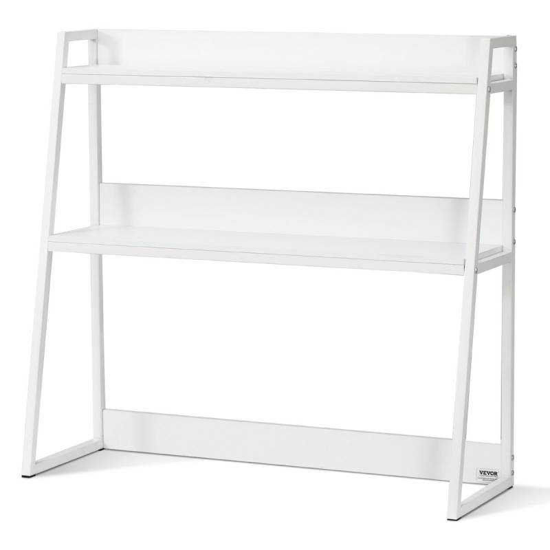 Balta dviejų lygių stalviršio lentyna biurui0