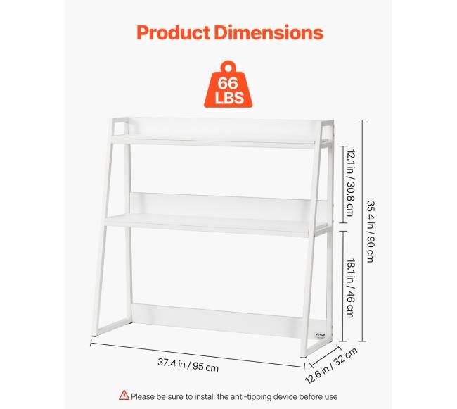 Balta dviejų lygių stalviršio lentyna biurui2