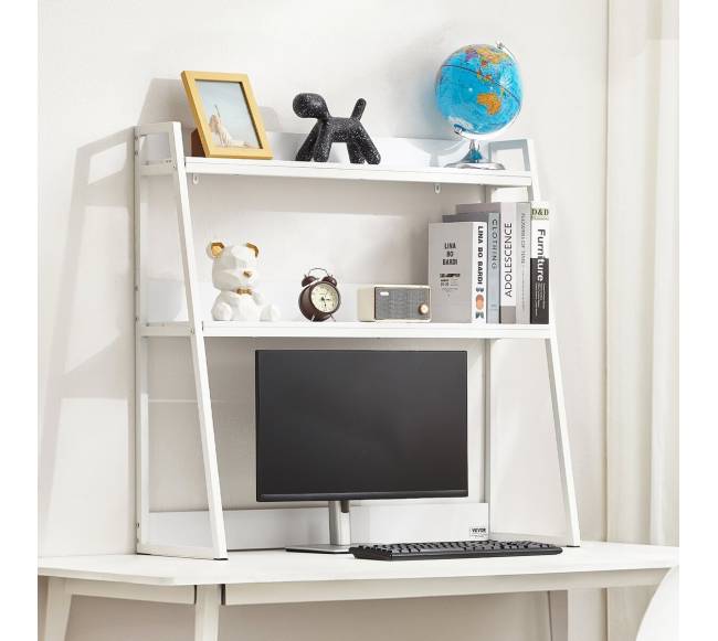 Balta dviejų lygių stalviršio lentyna biurui7
