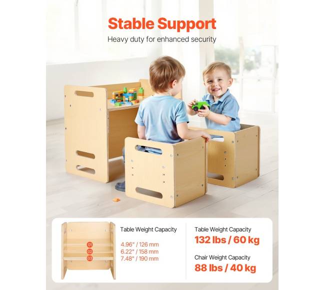 Montessori mokymosi staliukas ir kėdės1