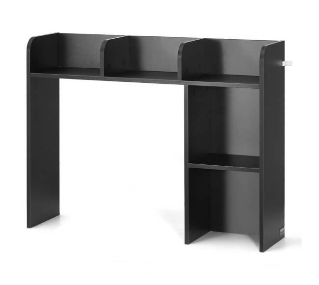 Juoda dviejų lygių knygų lentyna0