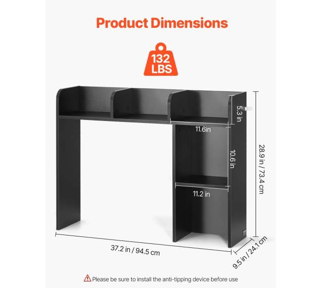 Juoda dviejų lygių knygų lentyna2