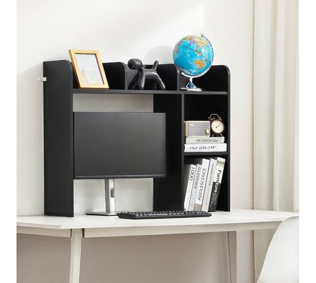 Juoda dviejų lygių knygų lentyna7