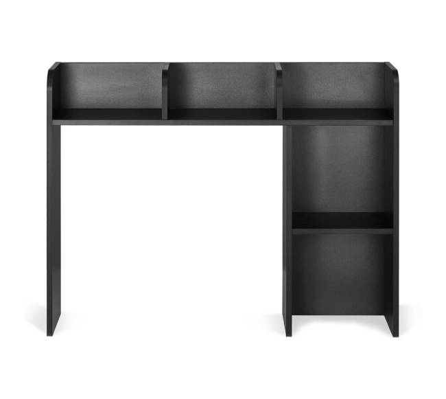 Juoda dviejų lygių knygų lentyna8