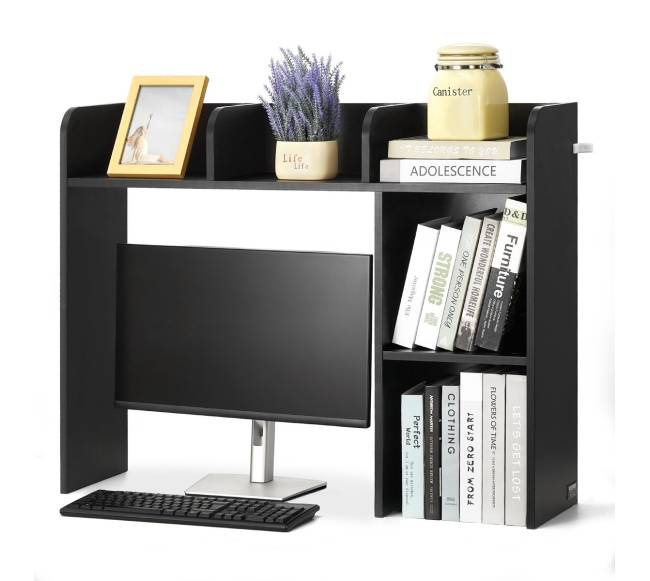 Juoda dviejų lygių knygų lentyna9