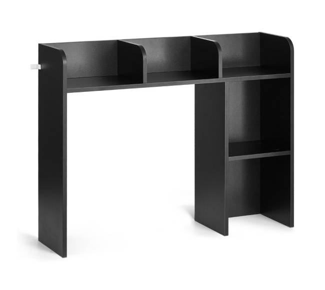 Juoda dviejų lygių knygų lentyna10