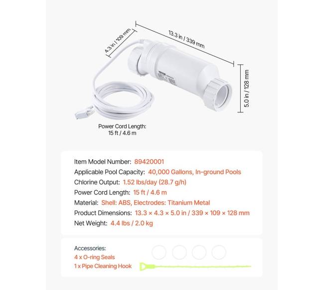Druskų chlorinatorius baseinams iki 150 m³6