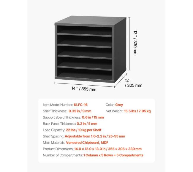 Pilkas medinis stelažas su 5 skyriais6