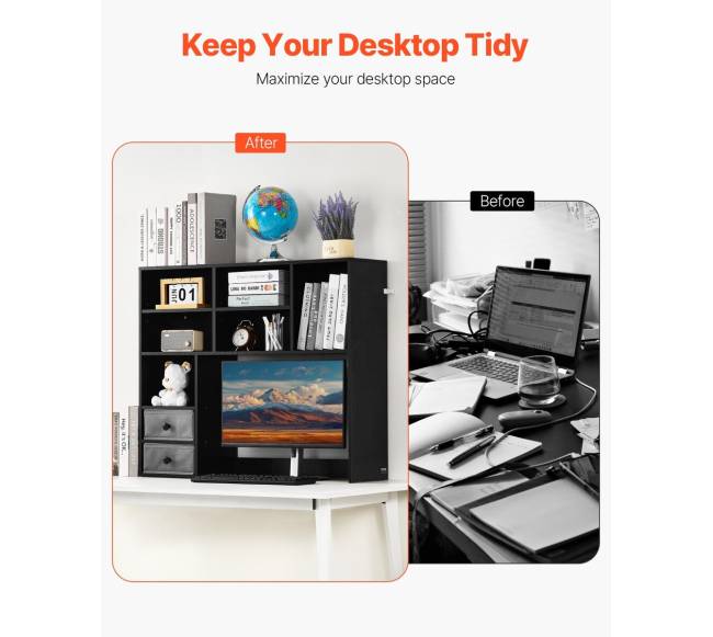 Juodas stalinio darbastalio organizeris su 3 lentynomis1