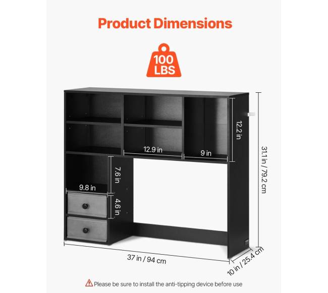 Juodas stalinio darbastalio organizeris su 3 lentynomis2