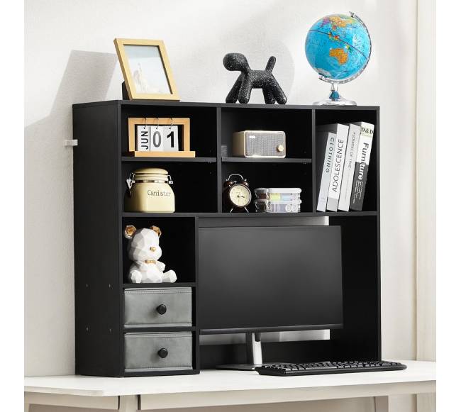 Juodas stalinio darbastalio organizeris su 3 lentynomis7