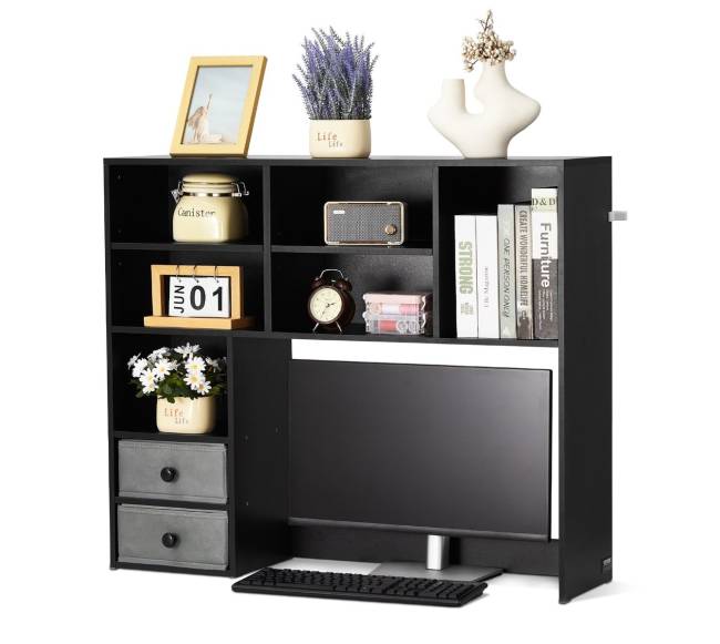 Juodas stalinio darbastalio organizeris su 3 lentynomis9