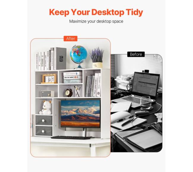 Balta trijų aukštų stalo lentyna biurui ir namams1