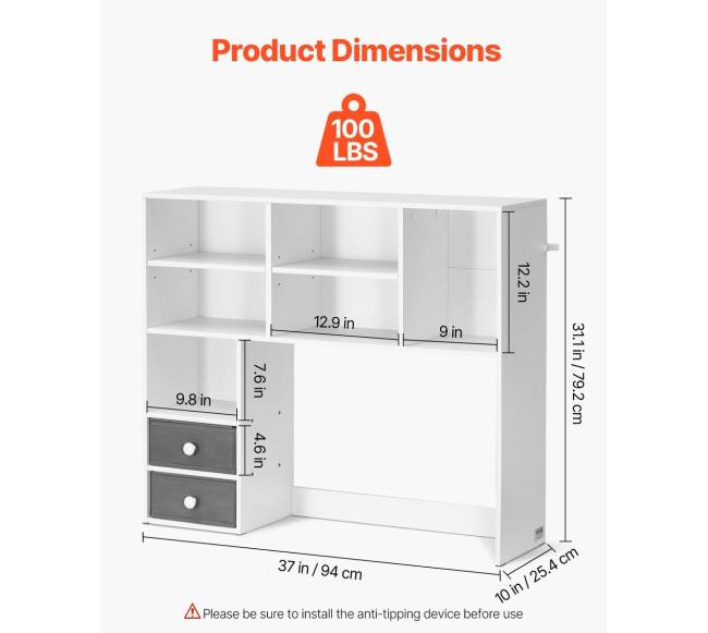 Balta trijų aukštų stalo lentyna biurui ir namams2