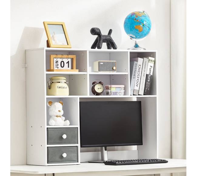 Balta trijų aukštų stalo lentyna biurui ir namams7