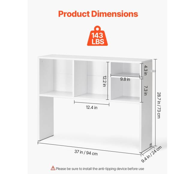 Baltas stalo lentynėlis su viena lentyna2