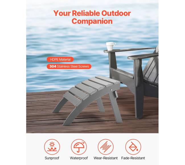 Sulankstoma pilka Adirondack kojų atrama1