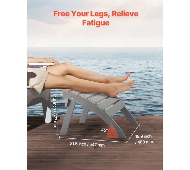 Sulankstoma pilka Adirondack kojų atrama4