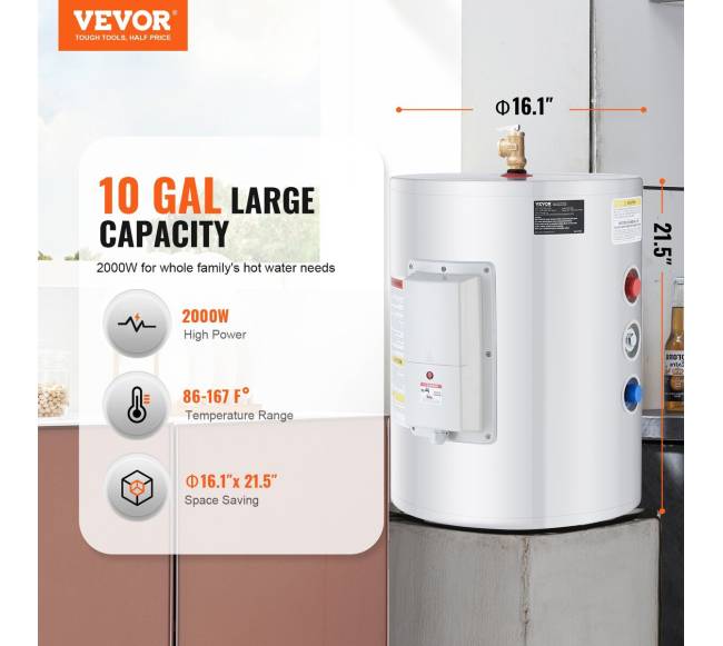 10 galonų elektrinis vandens šildytuvas su LED ekranu1