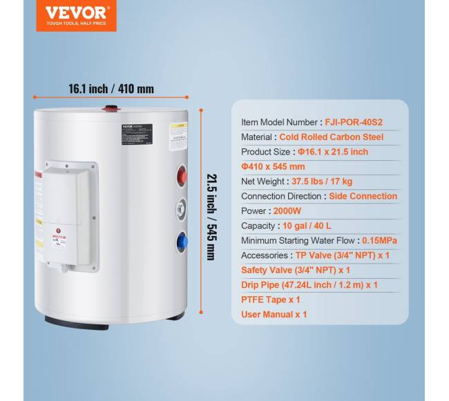 10 galonų elektrinis vandens šildytuvas su LED ekranu6