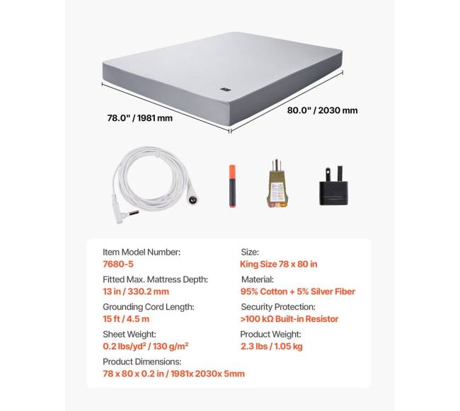 karališko dydžio įžeminimo paklodė iš medvilnės ir sidabro6