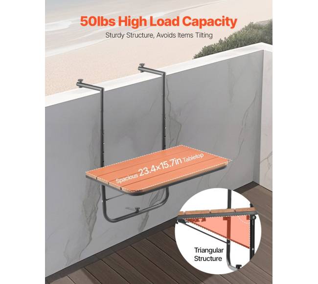 balkono pakabinamas stalas 60 x 61 cm2