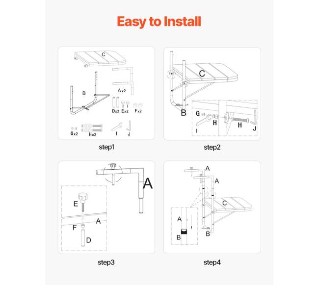 balkono pakabinamas stalas 60 x 61 cm3