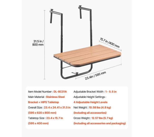 balkono pakabinamas stalas 60 x 61 cm6