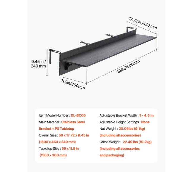 Balkoninis pakabinamas sulankstomas stalas6