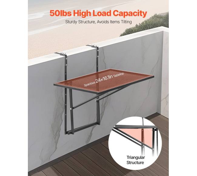 Kabantysis balkono stalas metalinis 19 x 24 cm2