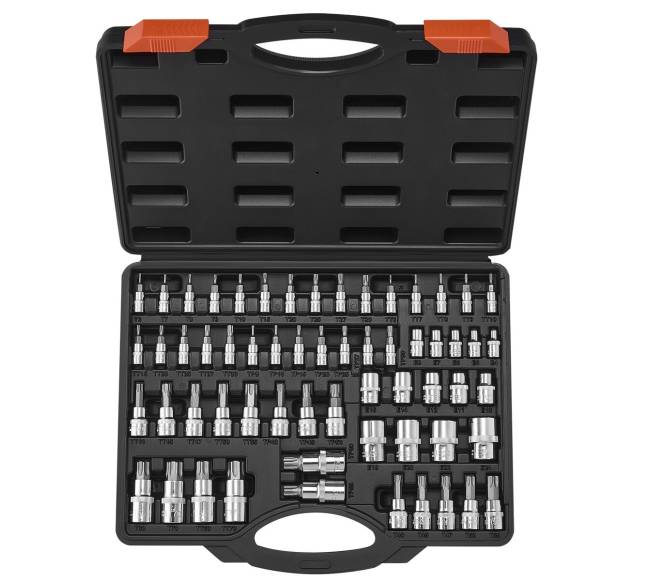 Torx bitų ir išorinių Torx galvučių rinkinys, 60 dalių0