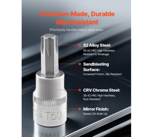 Torx bitų ir išorinių Torx galvučių rinkinys, 60 dalių1