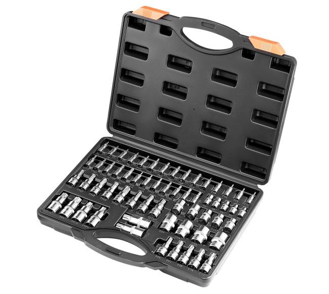 Torx bitų ir išorinių Torx galvučių rinkinys, 60 dalių10