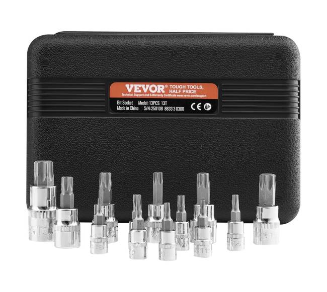 Torx galvučių komplektas 13 dalių T8 - T608