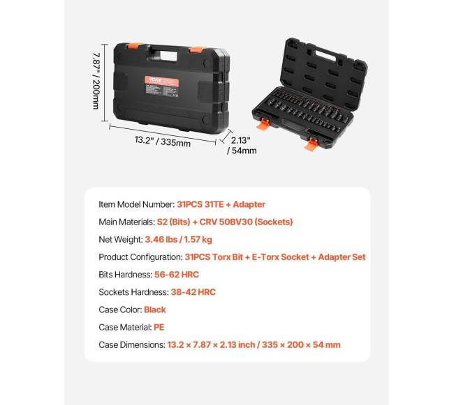 31 dalių „Torx“ galvučių ir išorinių lizdų rinkinys6