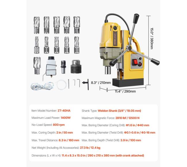 Magnetinė gręžimo mašina 1400 W su 11 antgalių6